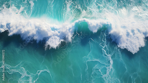 astonishing aerial top view background photo of ocean sea water white wave splashing in the deep sea, Drone photo backdrop of sea wave in bird eye, Generative AI