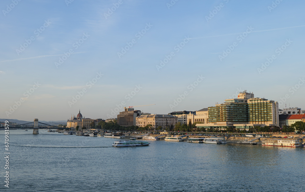 view of the old town and Danube river in Budapest