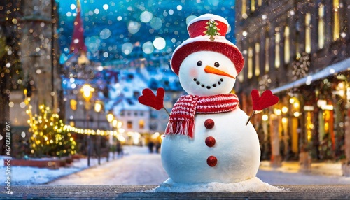 Snowman in the snow Merry Christmas