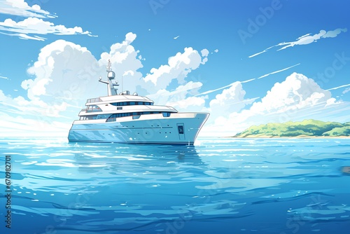 大海原とクルーザーと豪華客船 © mamio