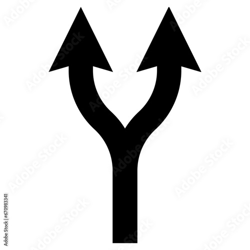 Fork in the path icon, double arrows up bifurcation arrow