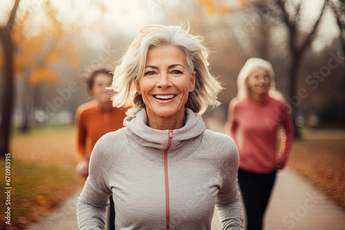 Active graceful Senior Women and Man friend Practicing Yoga in the park muscle health, workout, and training with the retirement community