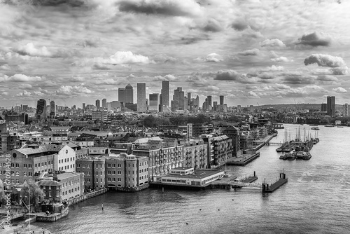 River Thames and city skyline of London  England  UK