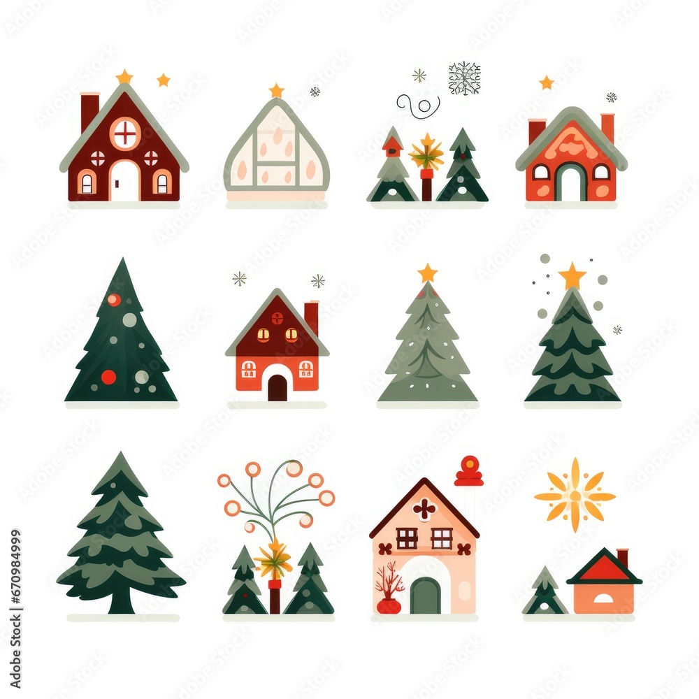 Obraz premium Christmas icon set stock illustration