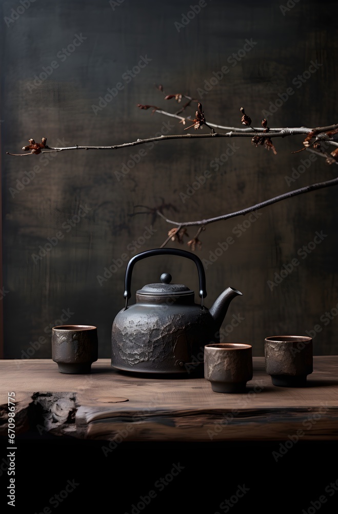 traditional tea ceremony, Japan, authentic ceramics, minimalism, Asian atmosphere
