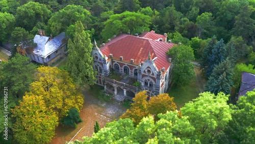 Aerial, Conacul A. Pommer Mansion, Taul Park, Romania photo