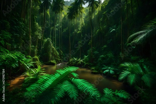 Deep tropical jungles of Southeast Asia in august - AI Generative