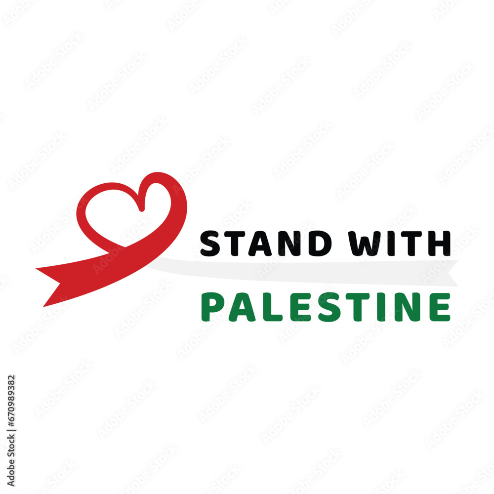 stand with palestine with flag of palestine color support solidarity icon logo vector illustration