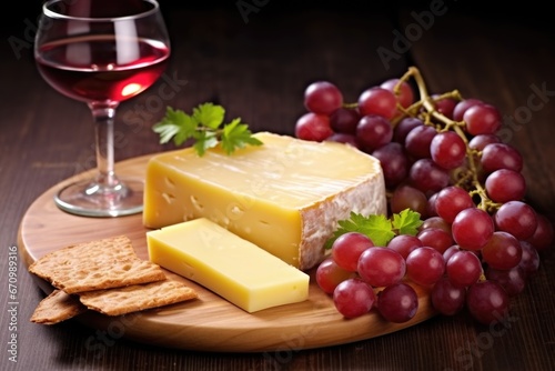 smoked cheese slices paired with red grapes
