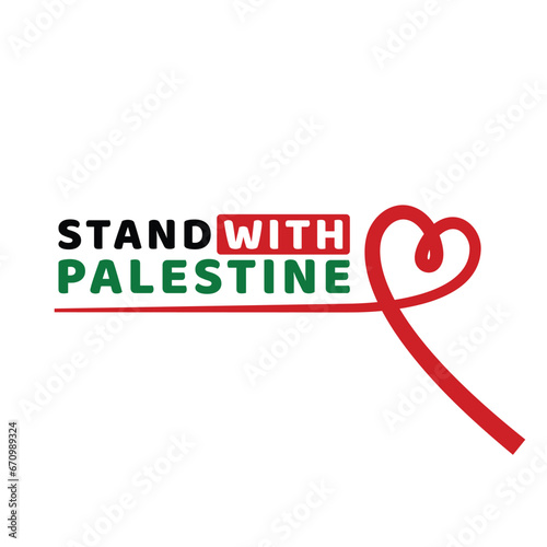 stand with palestine support solidarity with heart icon vector illustration