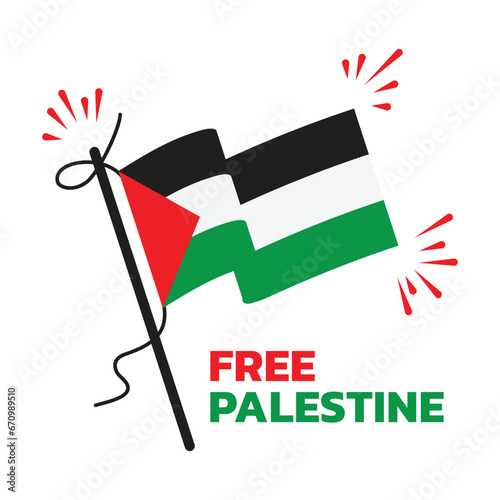 free palestine text with flag of palestine support solidarity icon logo vector illustration
