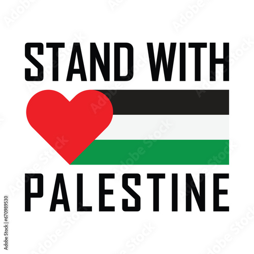 stand with palestine with heart and flag of palestine support solidarity icon vector illustration