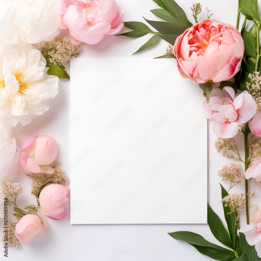 Blank white wedding card mockup with minimal concept