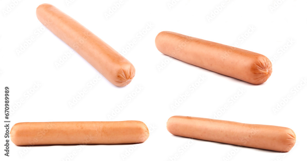 Sausage isolated on the white background. Sausage for hot dog Sausage isolated on the white background. Sausage for hot dog