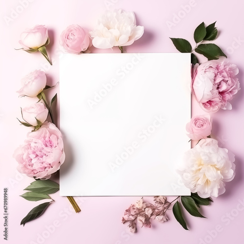 Blank white wedding card mockup with minimal concept