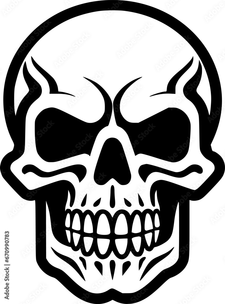 Fototapeta premium Skull - Black and White Isolated Icon - Vector illustration