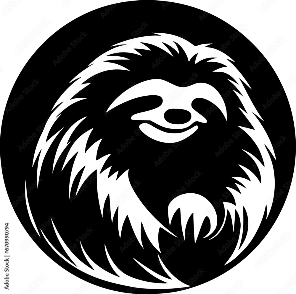 Sloth - Black and White Isolated Icon - Vector illustration Sloth - Black and White Isolated Icon - Vector illustration