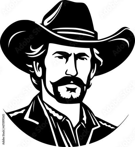 Western - Black and White Isolated Icon - Vector illustration