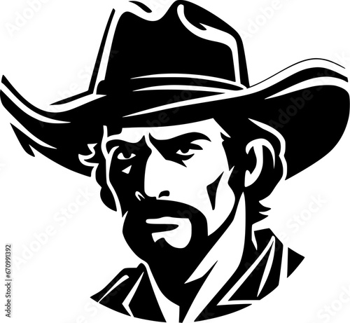 Western - Black and White Isolated Icon - Vector illustration