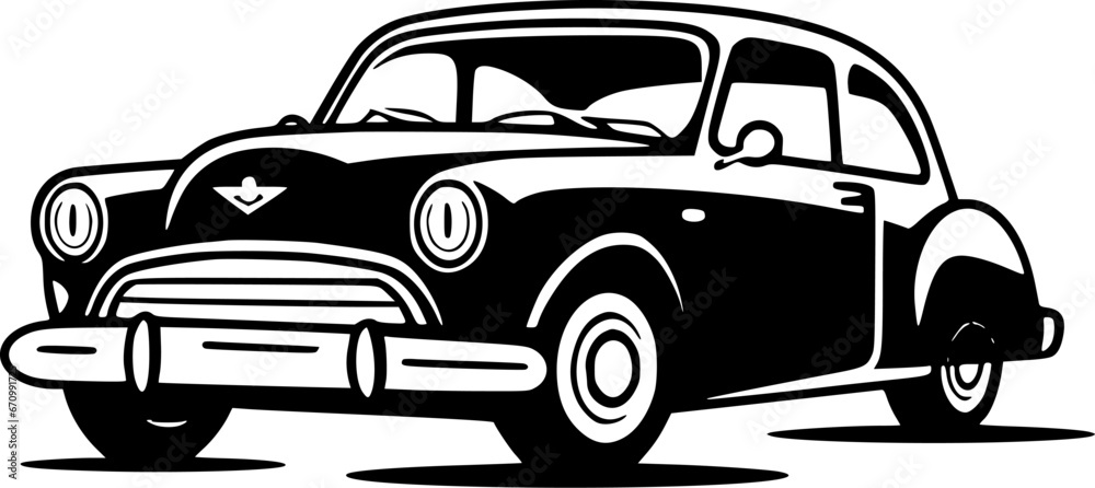 Car | Black and White Vector illustration