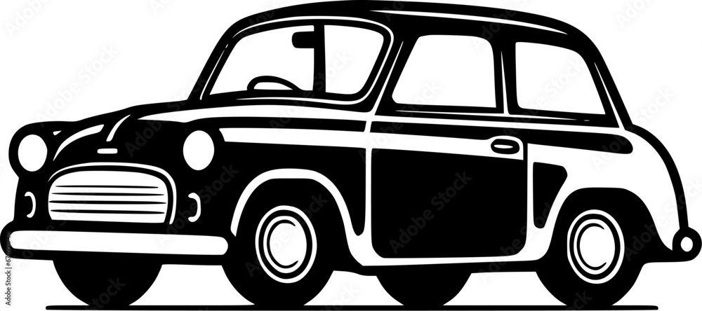 Car - Black and White Isolated Icon - Vector illustration