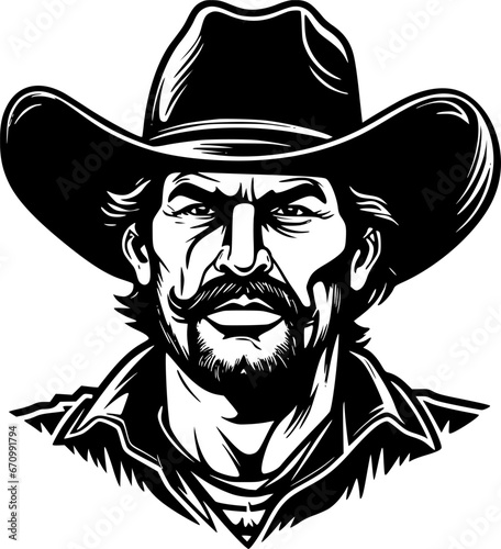 Cowboy | Black and White Vector illustration
