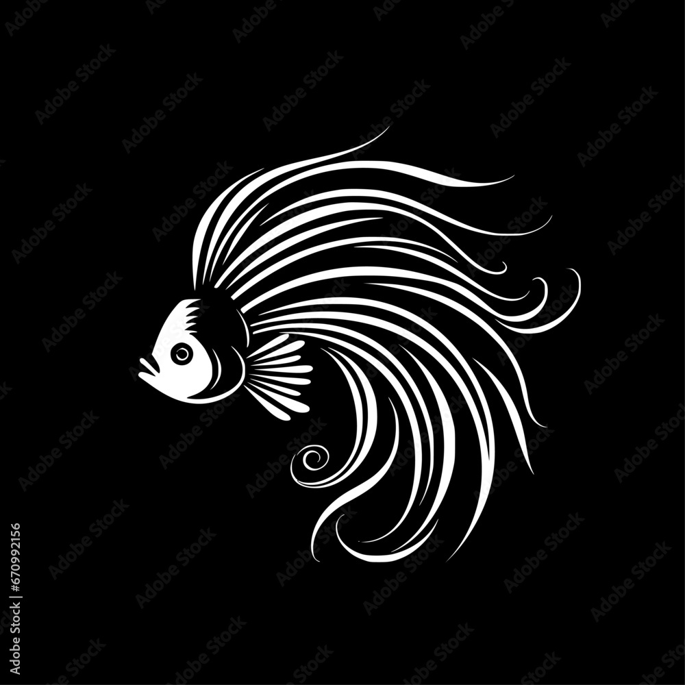 Fish - Black and White Isolated Icon - Vector illustration