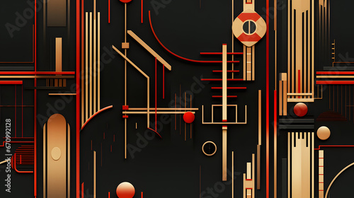 Abstract art deco architectural elements pattern