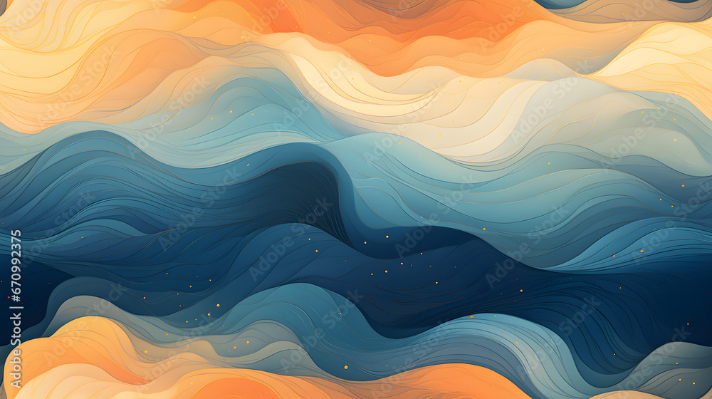 Abstract waves inspired by soothing melody pattern - obrazy, fototapety, plakaty 