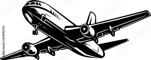 Plane | Black and White Vector illustration photo