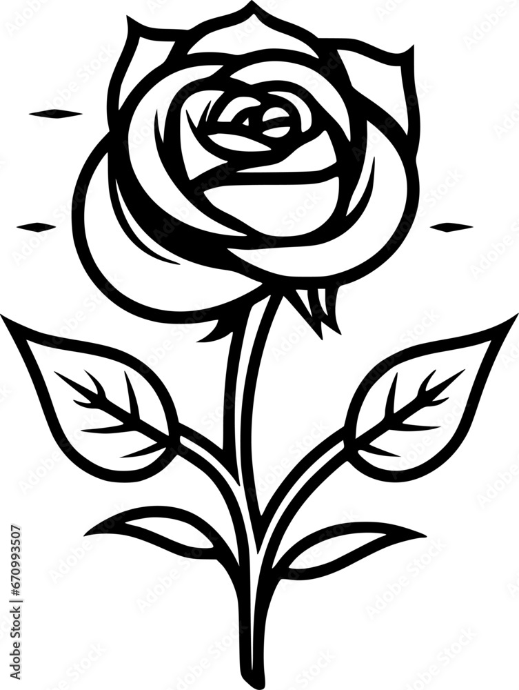 Rose - Black and White Isolated Icon - Vector illustration