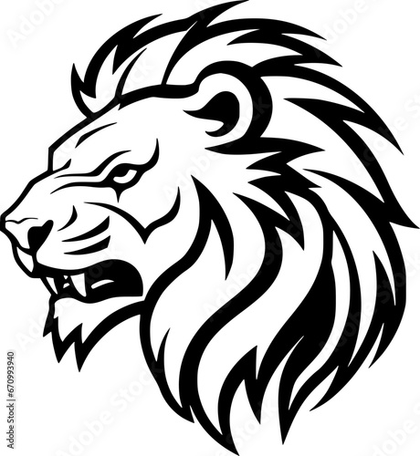 Lion - Black and White Isolated Icon - Vector illustration © CreativeOasis