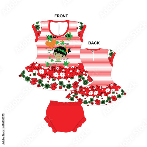 baby girls frocks with pant print vector art