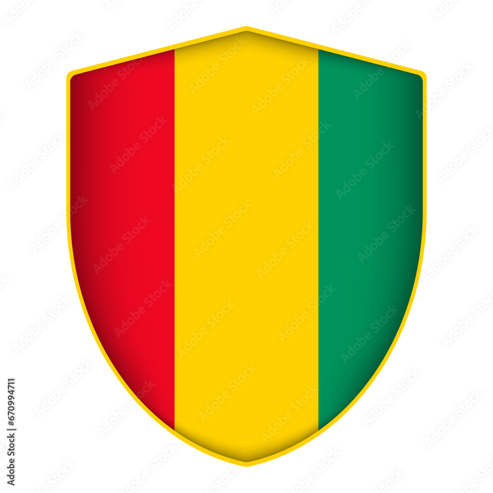 Fototapeta premium Guinea flag in shield shape. Vector illustration.