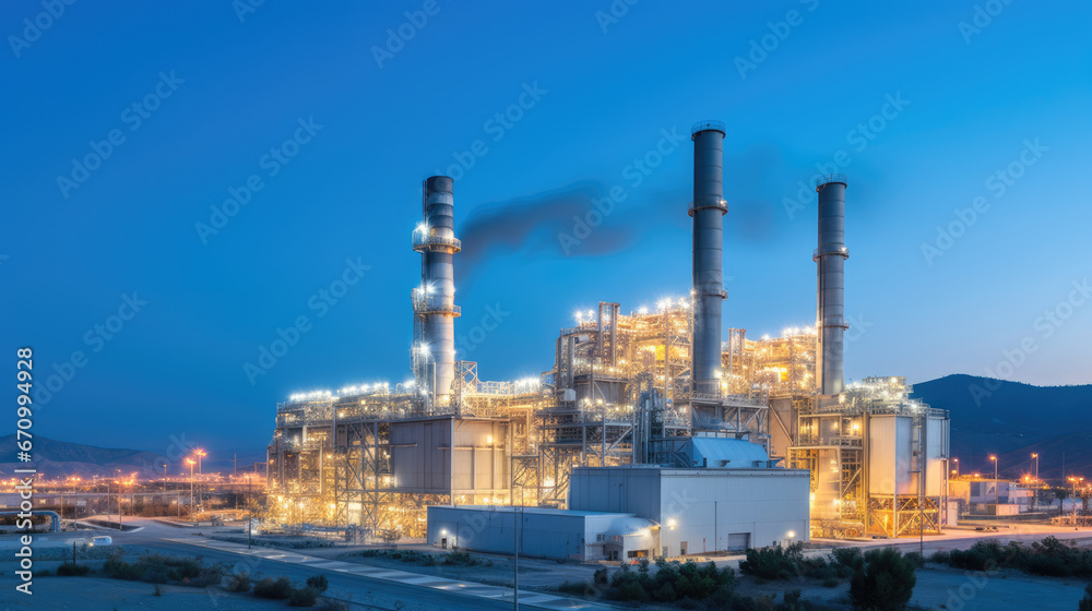 Combined cycle power plant at twilight