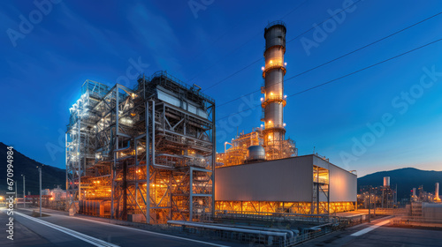 Combined cycle power plant at twilight