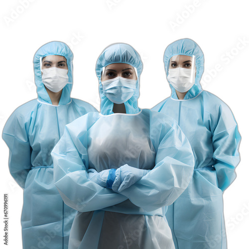 hospital staff in protective gear isolated on transparent or white background, png