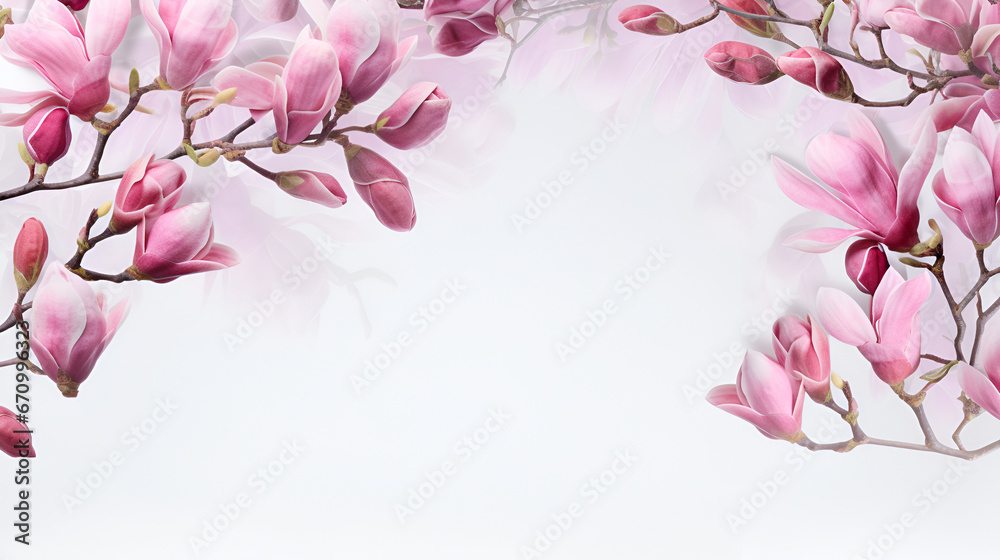 Magnolia flowers. Elements with Magnolia flowers, branches and leaves Magnolia flowers. Elements with Magnolia flowers, branches and leaves