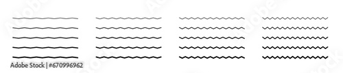 Vector water waves. Set of wavy zigzag lines. photo