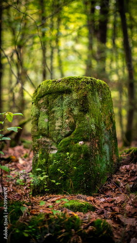 Old stone marker with inscription