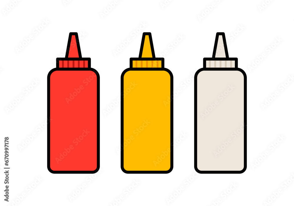 Cartoon Condiment Bottles Vector Illustration Cartoon Condiment Bottles Vector Illustration