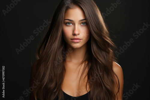 Portrait of a woman with beautiful long hair. 