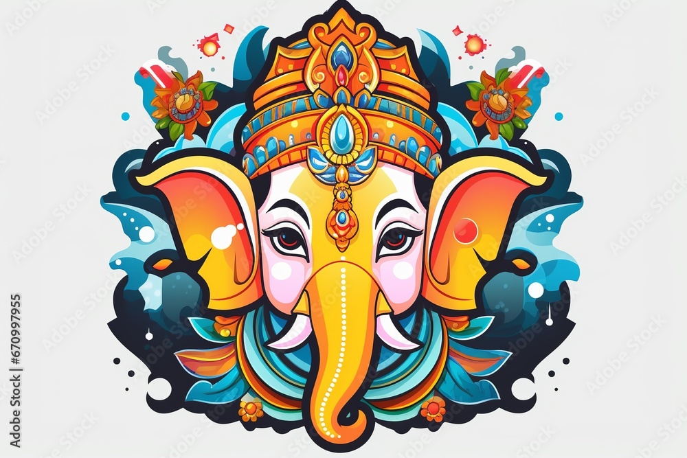 illustration of Create a sticker of Lord Ganesha.Explore the symboli,Generative ai