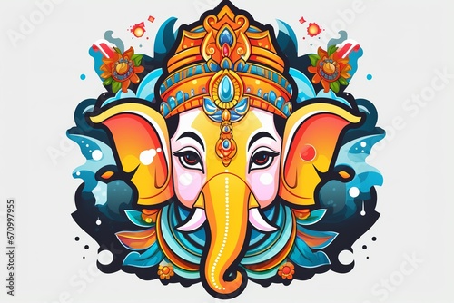 illustration of Create a sticker of Lord Ganesha.Explore the symboli,Generative ai