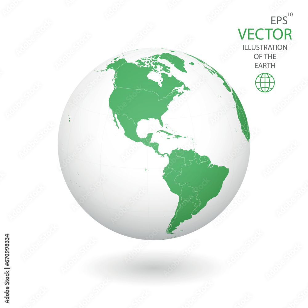 Earth illustration. Each country has its own autonomous border and background color fill, which gives the opportunity to select the desired part from the rest of the content. Objects are isolated.