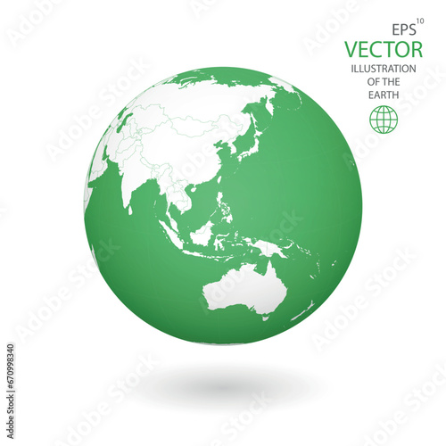 Earth illustration. Each country has its own autonomous border and background color fill, which gives the opportunity to select the desired part from the rest of the content. Objects are isolated.