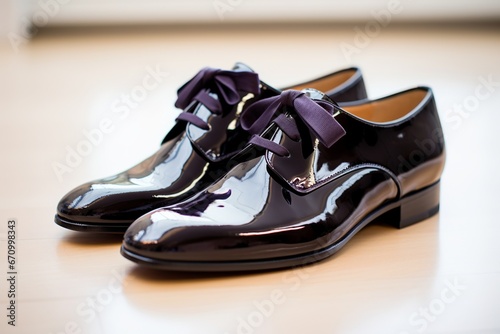 illustration of cute bow dress shoes for black walker in the style,Generative ai