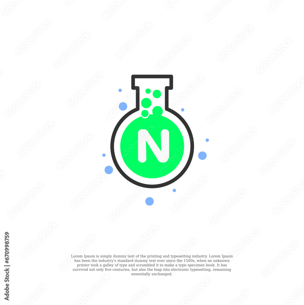vector letter N on lab icon design template illustration vector letter N on lab icon design template illustration