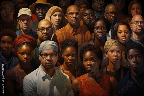illustration of diverse group of black people,Generative ai © aniartai