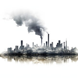 industrial smog over cityscape isolated on white background, png